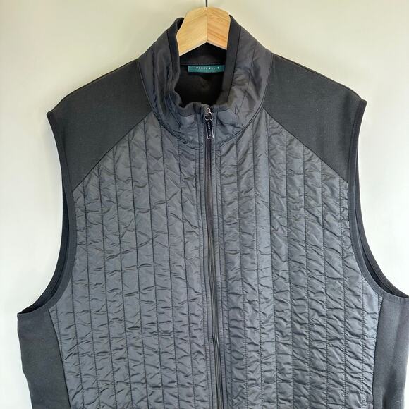 Perry Ellis Black Puffer Knit Fully Lined Stand Up Collar Vest Mens Size XL - Picture 3 of 13